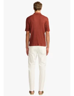 EVAN BURGUNDY KNITTED CABLE POLO