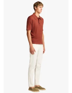 EVAN BURGUNDY KNITTED CABLE POLO