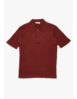 EVAN BURGUNDY KNITTED CABLE POLO