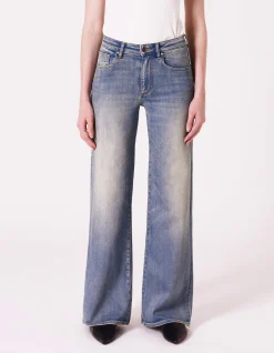 Eva Wide Mid Rise Comfort Stretch Wide Leg Jeans