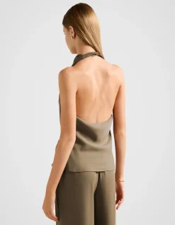 EVELYN HALTER NECK BACKLESS TOP