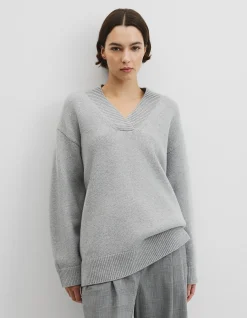 Extrafine Merino Longline V-Neck Neck Knit