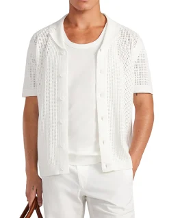 EYELET MESH KNIT SHIRT