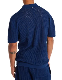 EYELET MESH KNIT SHIRT