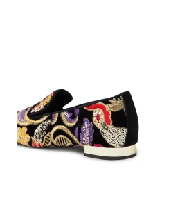 FAIRES DJ Embroidered Velvet Loafers