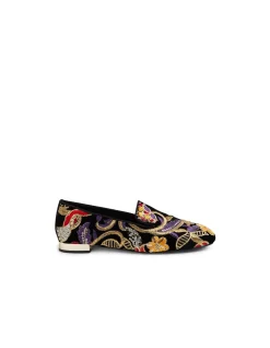 FAIRES DJ Embroidered Velvet Loafers