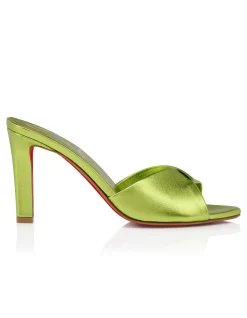 FANNY SLIDE 85MM NAPPA LAMINATA LINING KIWI SANDALS