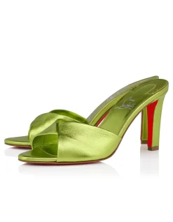FANNY SLIDE 85MM NAPPA LAMINATA LINING KIWI SANDALS