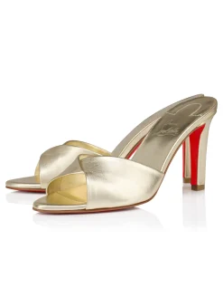 FANNY SLIDE 85MM NAPPA LAMINATA LINING PLATINE SANDALS