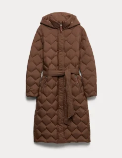Feather & Down Quilted Zig Zag Coat
