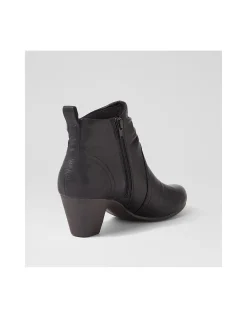 Feliciity Black Leather Ankle Boots