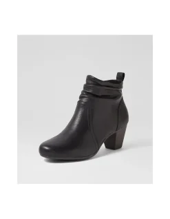 Feliciity Black Leather Ankle Boots