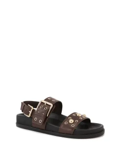 Fifi Espresso Suede Leather Flatform Sandal