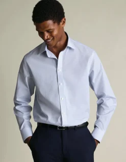 Fine check non-iron poplin cutaway slim fit shirt