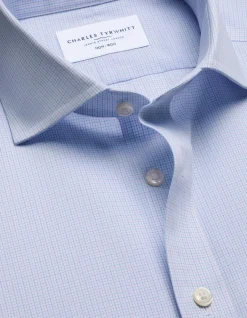 Fine check non-iron poplin cutaway slim fit shirt