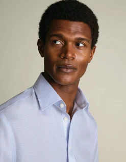 Fine check non-iron poplin cutaway slim fit shirt