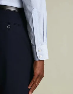 Fine check non-iron poplin cutaway slim fit shirt