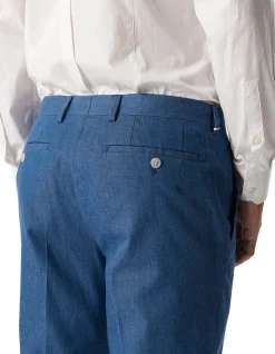 Fine Cotton Twill Suit Pant Blue