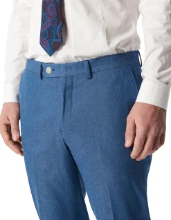 Fine Cotton Twill Suit Pant Blue