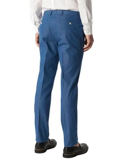 Fine Cotton Twill Suit Pant Blue