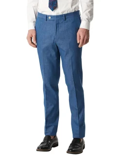Fine Cotton Twill Suit Pant Blue