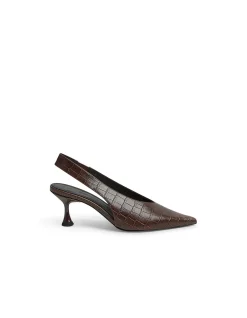 Finh Croc Embossed Slingback Heeled Pumps