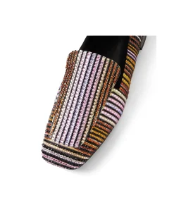 Finoola Diamante Stripe Square Toe Loafers