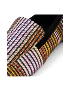 Finoola Diamante Stripe Square Toe Loafers