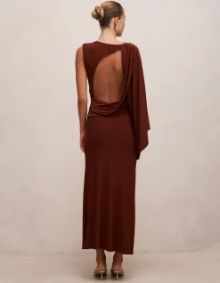 FLEUR CAPE SHOULDER MAXI DRESS