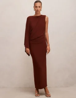 FLEUR CAPE SHOULDER MAXI DRESS