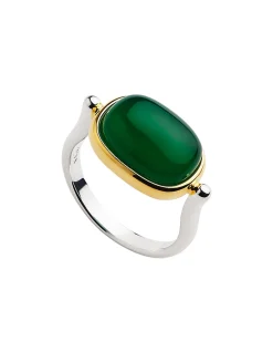 Fleur Yellow Gold Green Onyx Ring
