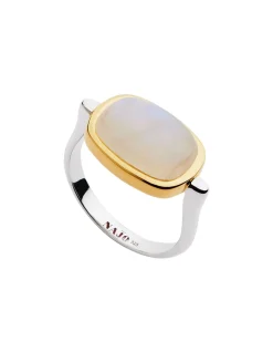 Fleur Yellow Gold Rainbow Moonstone Ring