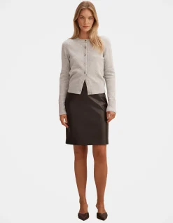 FLORA VEGAN LEATHER PENCIL MIDI SKIRT