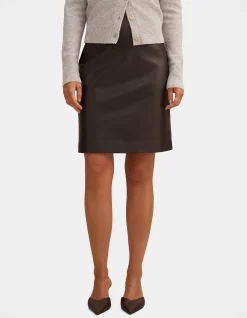 FLORA VEGAN LEATHER PENCIL MIDI SKIRT