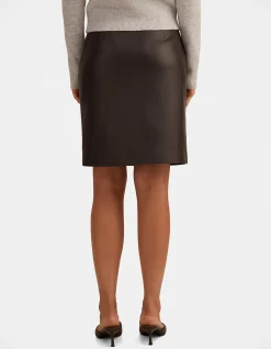 FLORA VEGAN LEATHER PENCIL MIDI SKIRT