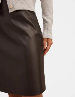 FLORA VEGAN LEATHER PENCIL MIDI SKIRT