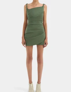 Florent Twist Mini Dress with Asymmetric Neckline