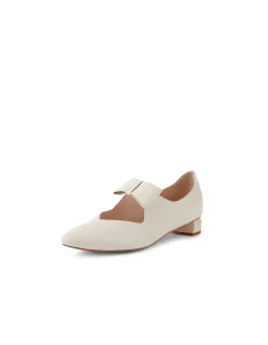 Flucar Bow Strap Low Heel Leather Flats