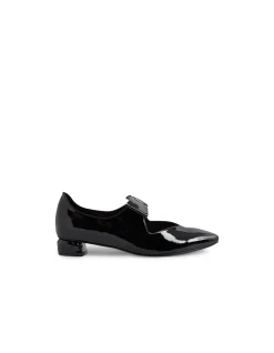 Flucar Patent Bow Strap Low Heel Flats