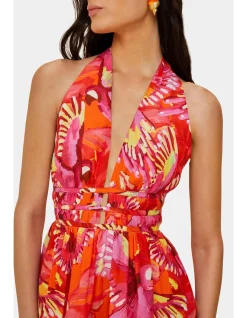 FLYING BIRDS HALTER NECK MINI DRESS