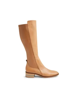 FOLMY Leather Stretch Knee High Boots