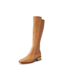 FOLMY Leather Stretch Knee High Boots