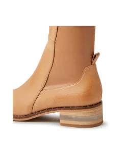 FOLMY Leather Stretch Knee High Boots