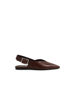 Foraya Pointed Slingback Leather Flats