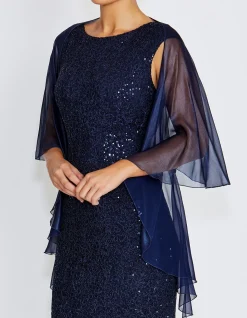 FORTUNA NAVY METALLIC SILK SHRUG