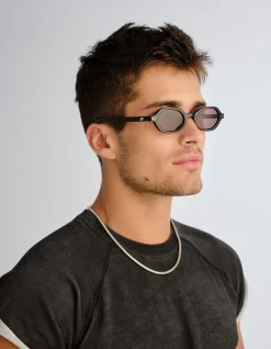 FOUNDRY + BLACK RECTANGLE SMOKEY BROWN MONO SUNGLASSES