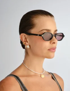 FOUNDRY + BLACK RECTANGLE SMOKEY BROWN MONO SUNGLASSES
