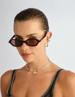 FOUNDRY + BLACK RECTANGLE SMOKEY BROWN MONO SUNGLASSES