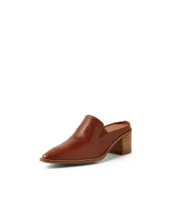Foxee Pointed Block Heel Leather Mules