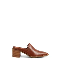 Foxee Pointed Block Heel Leather Mules